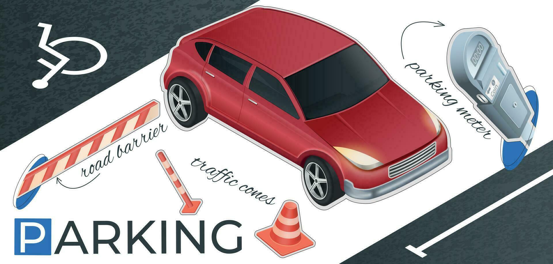 Parking Realistic Collage vector