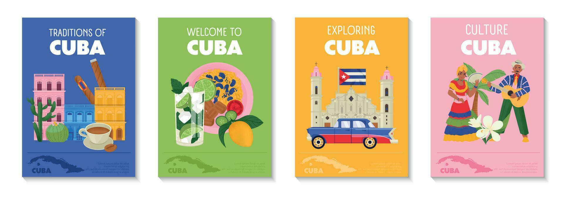 Cuba Posters Set vector