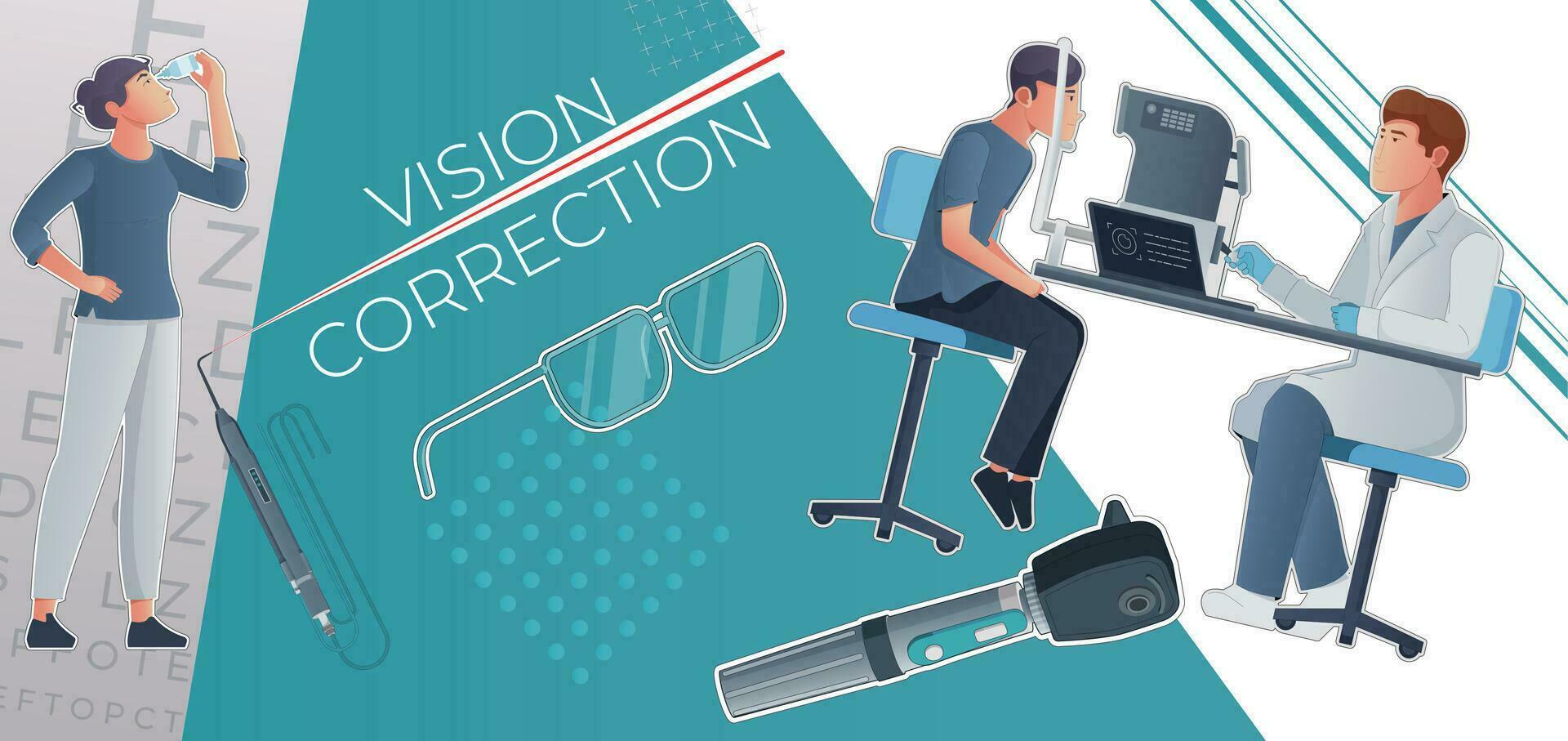 Vision Correction Flat Collage vector