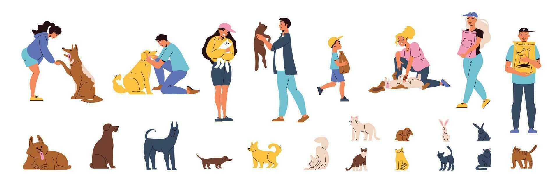 Pet Shelter Flat Set vector