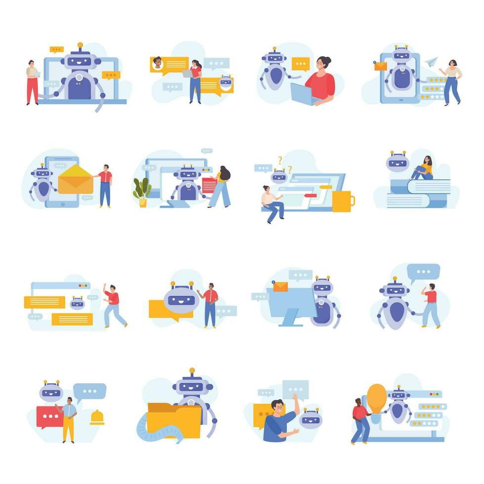 Chatbot Flat Set vector