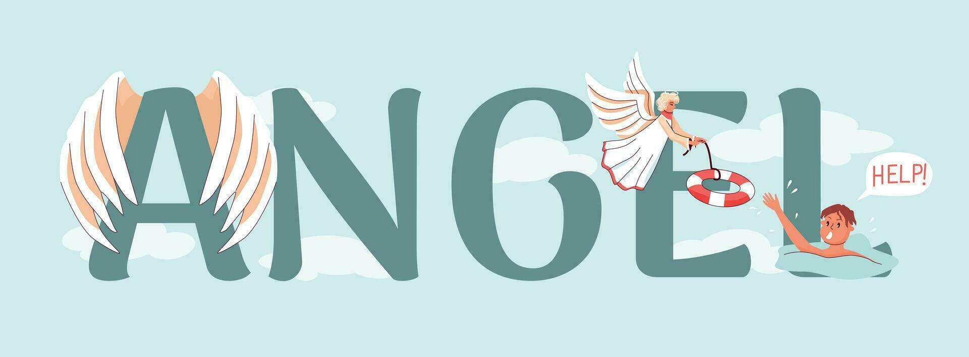 Angel Help Flat Text vector
