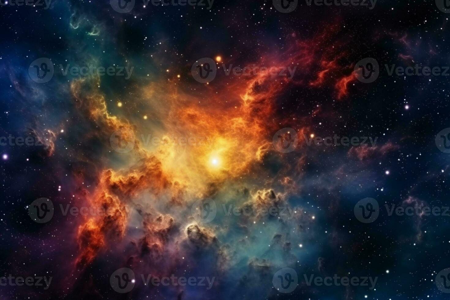 Night sky transformed into an abstract realm of stars, nebulae, and galaxies. AI Generated photo