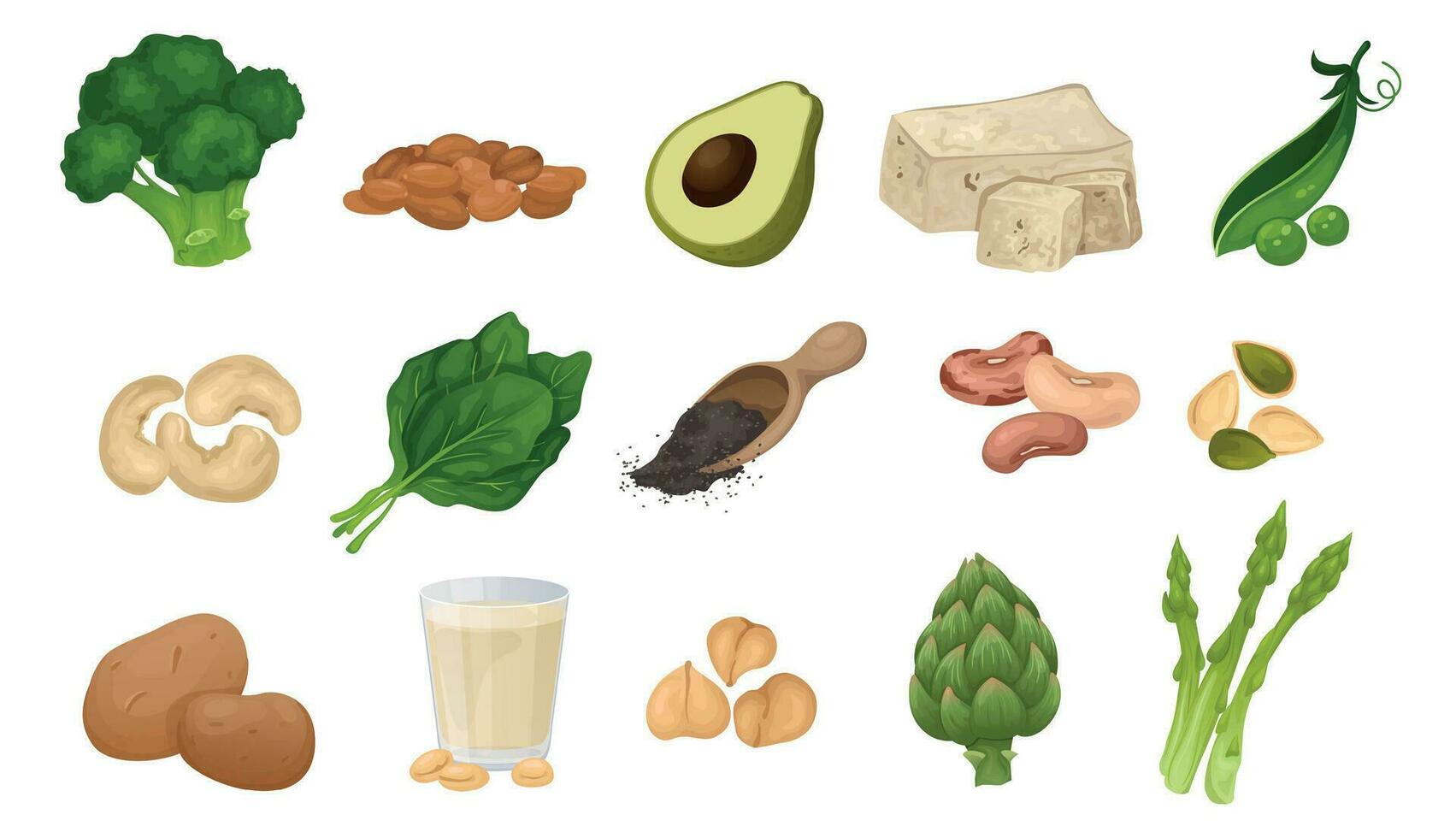Vegan Protein Icon Set vector