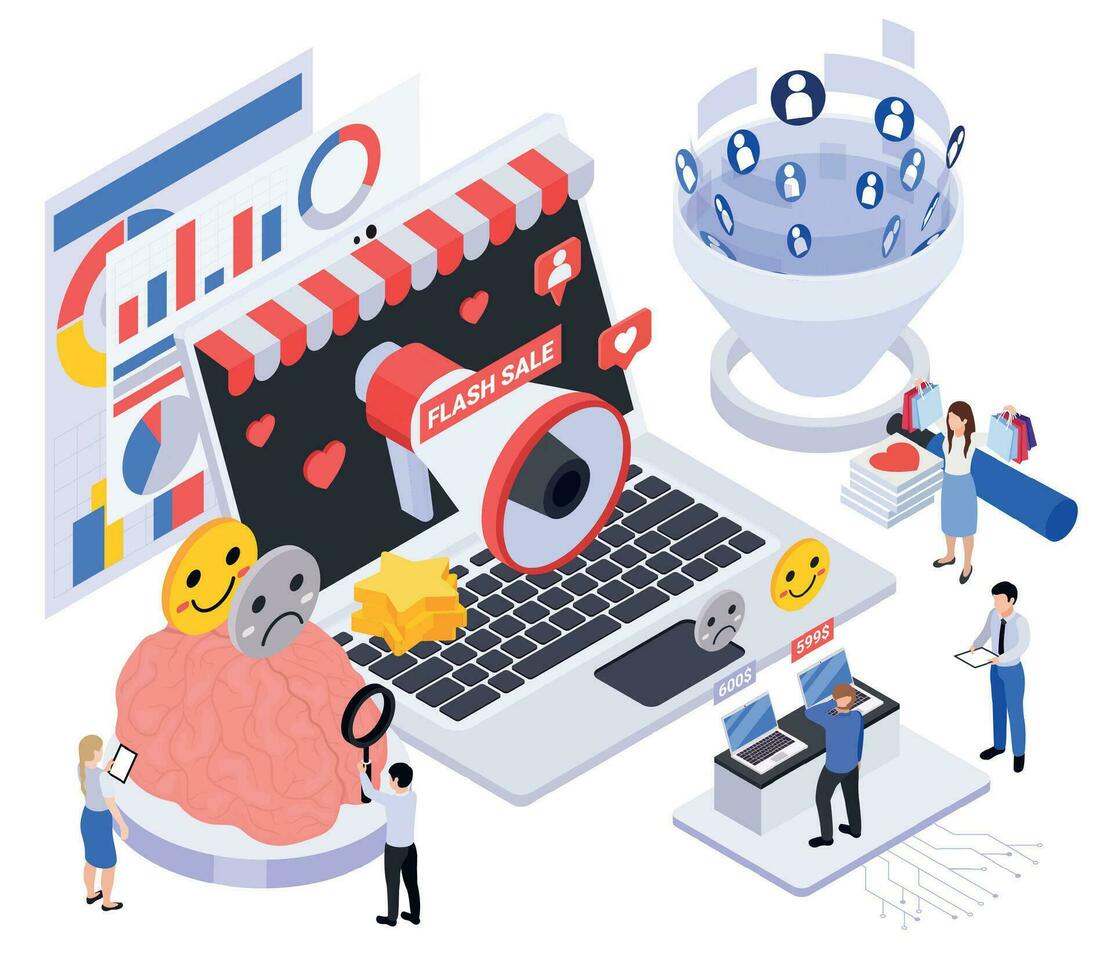 Neuromarketing Isometric Concept vector