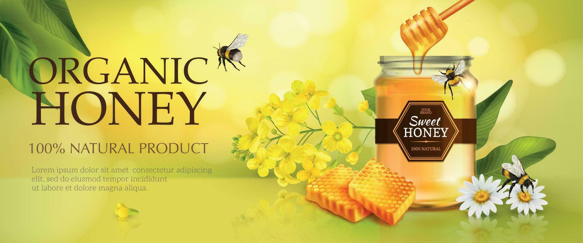 Organic Honey Horizontal Poster vector