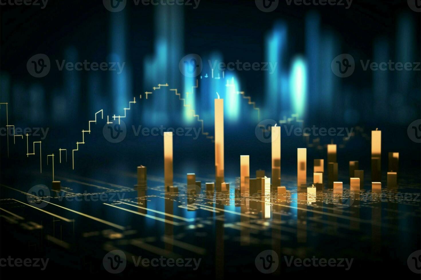 bar grafico y candelero gráfico representar valores mercado precio mediante financiero estadísticas ai generado foto