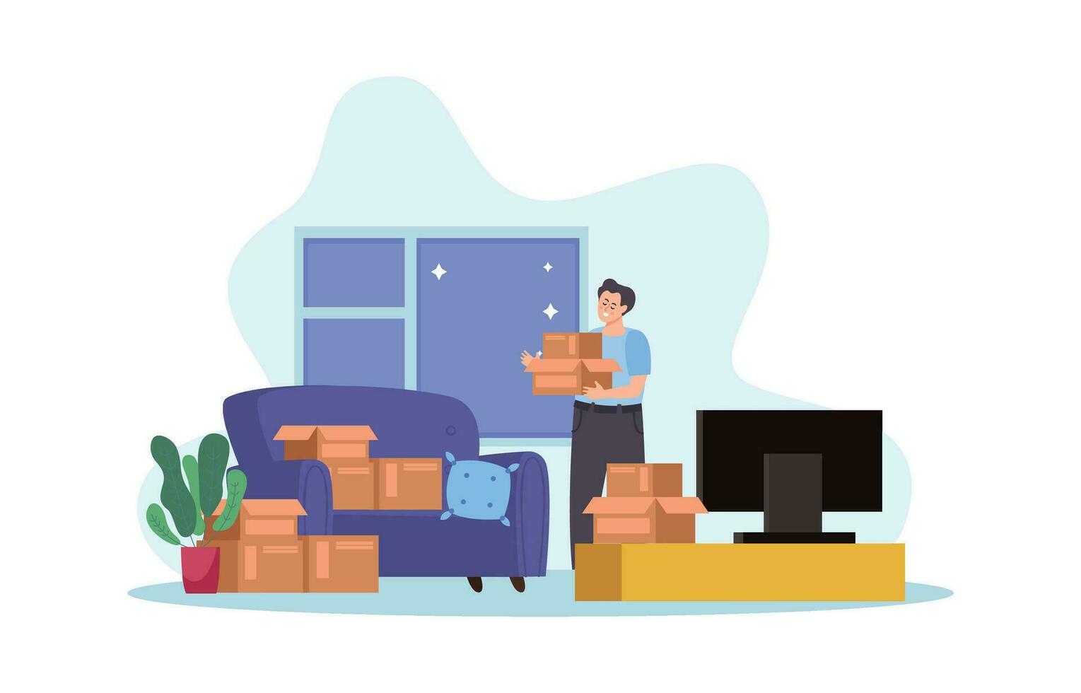 People Boxes Flat Composition vector