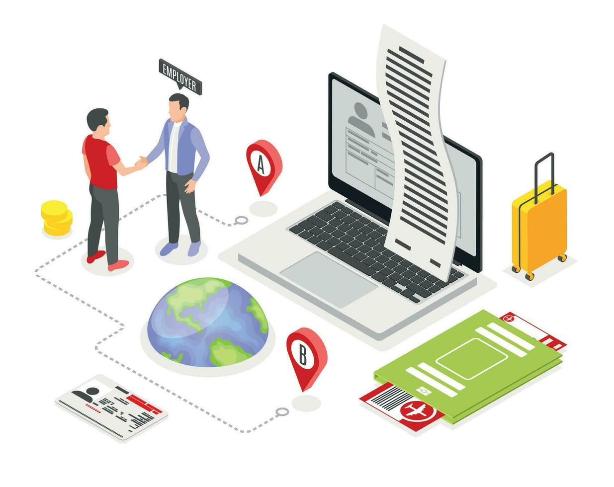 Work Migration Isometric Composition vector