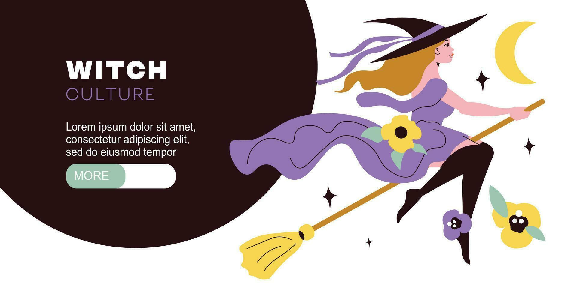 Witch Horizontal Banner vector