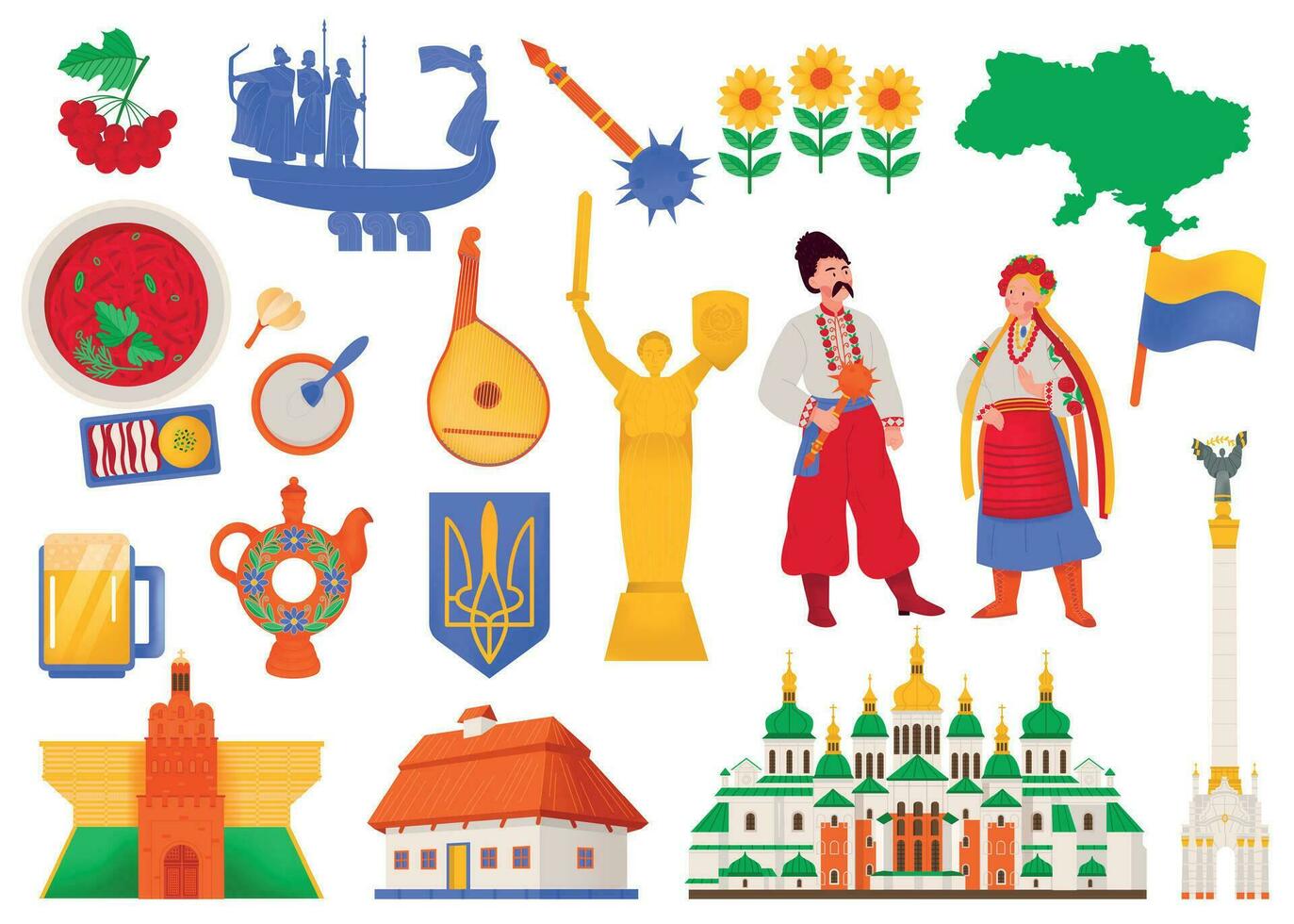 Ukraine Flat Icons Set vector