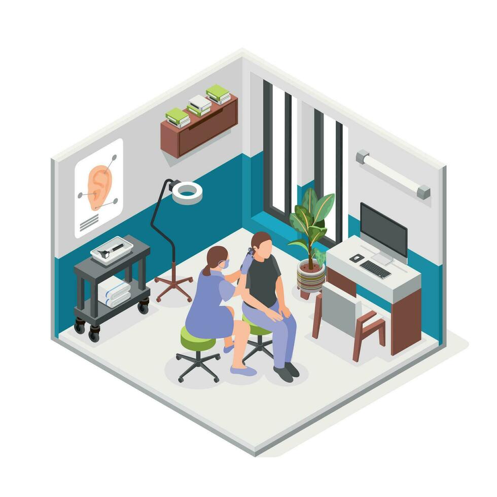 Otolaryngologist Isometric Composition vector