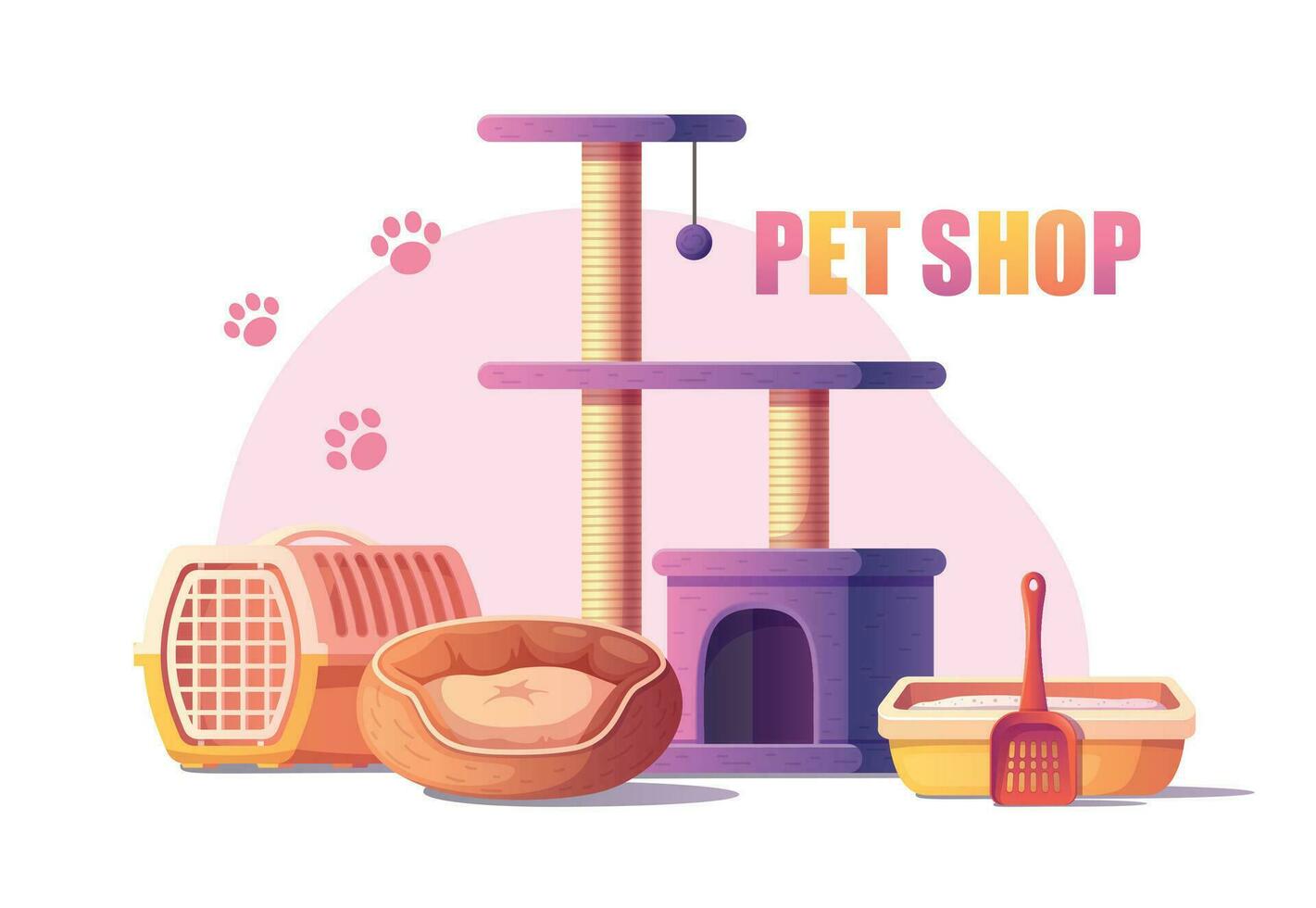 Pet Shop Cartoon Illustration vector