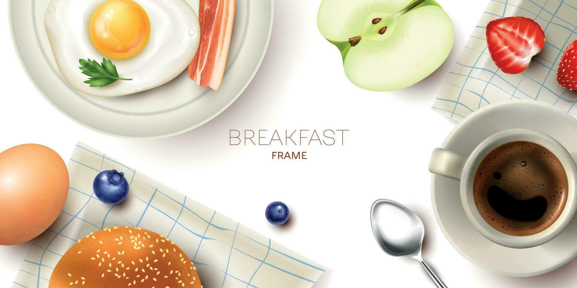 Realistic Breakfast Frame vector