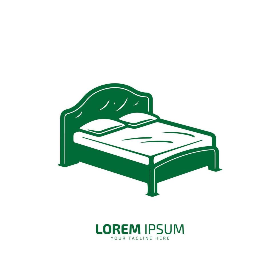 A logo of bed, bed icon, comfortable bed vector silhouette isolated in room