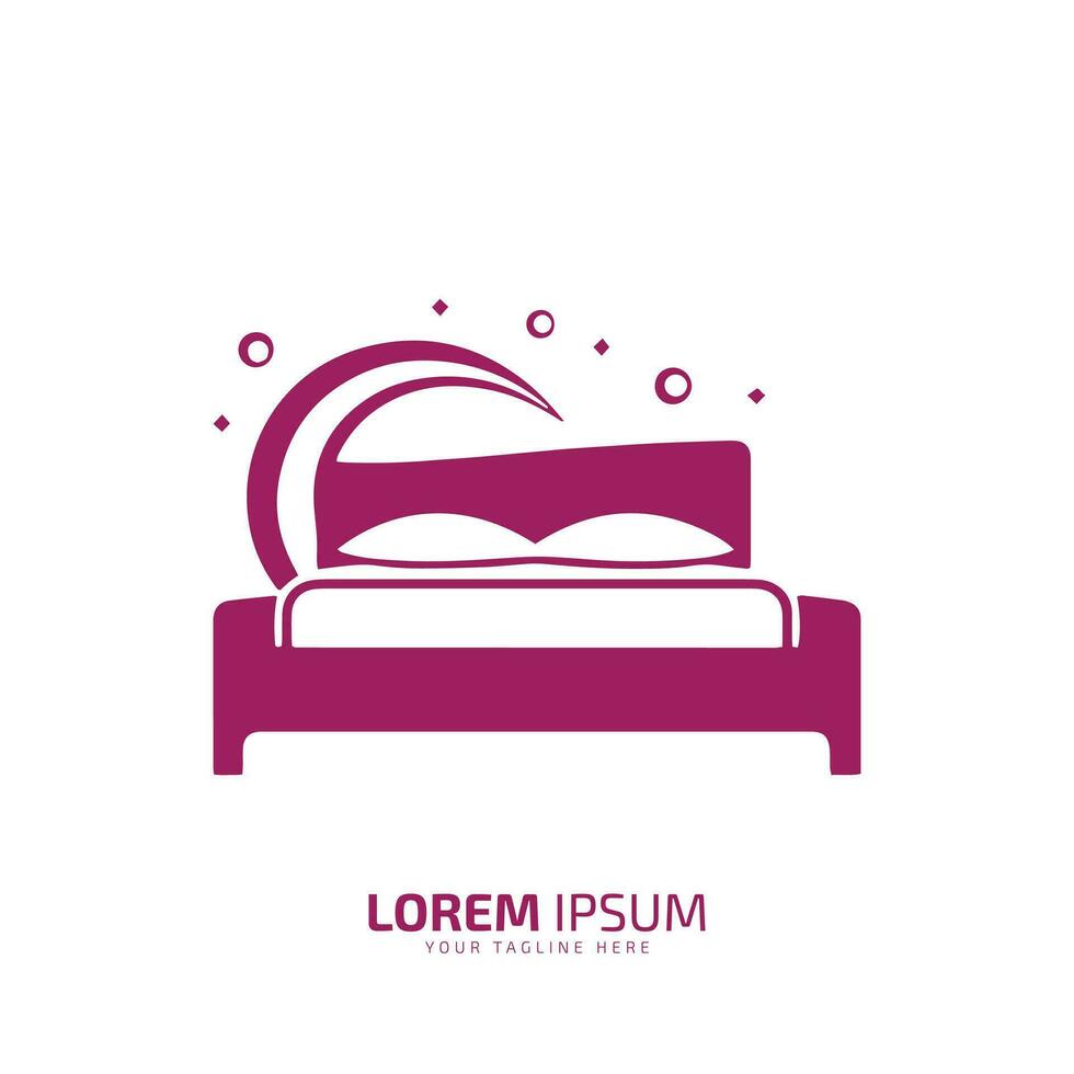 A logo of bed, bed icon, comfortable bed vector silhouette isolated on white background