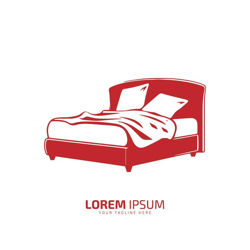 A logo of bed, bed icon, comfortable bed vector silhouette isolated red