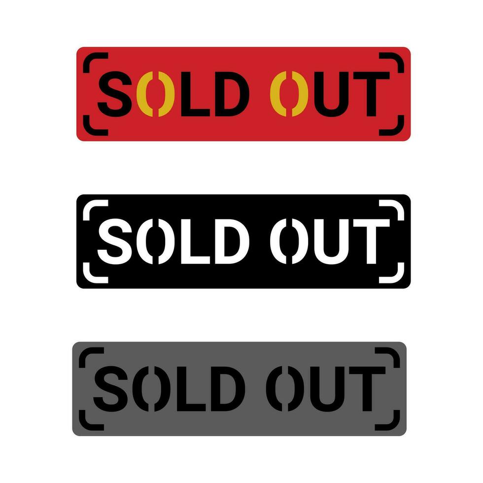 Sold out stamp pack, vintage sale rubber badge isolated vector icon template.