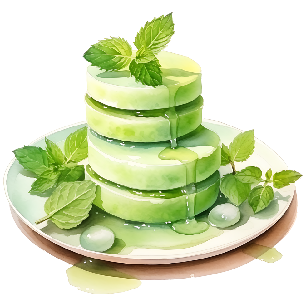 Dessert chocolate and matcha Watercolor Sublimation AI Generative png