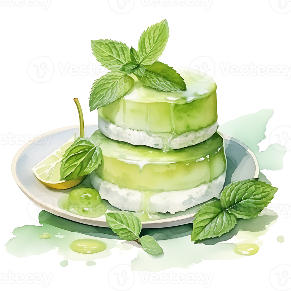 Dessert chocolate and matcha Watercolor Sublimation AI Generative png
