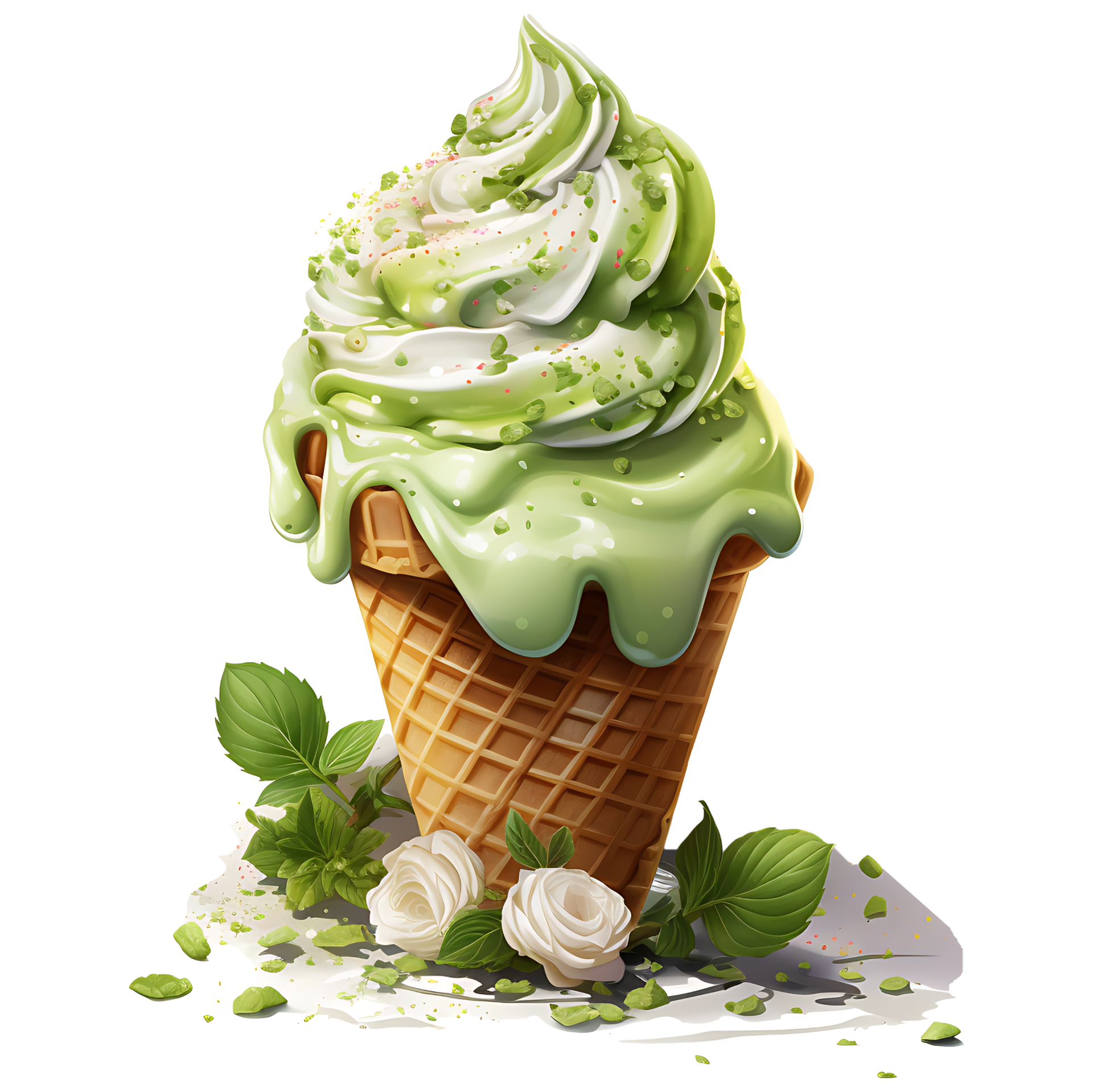 matcha-green-tea-ice-cream-with-mint-watercolor-sublimation-ai