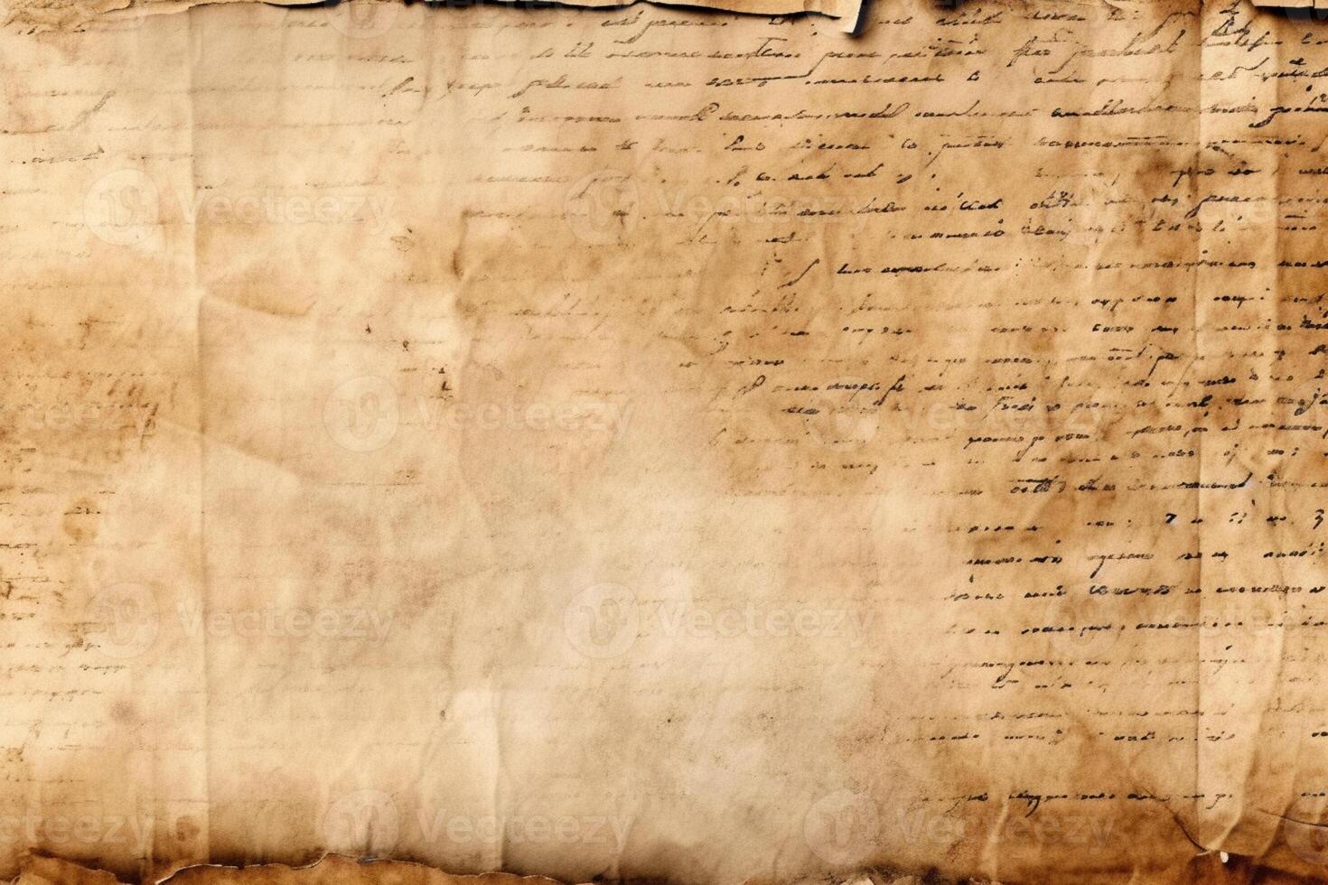 Vintage document texture showcasing aged, shadowed edges. AI Generated photo