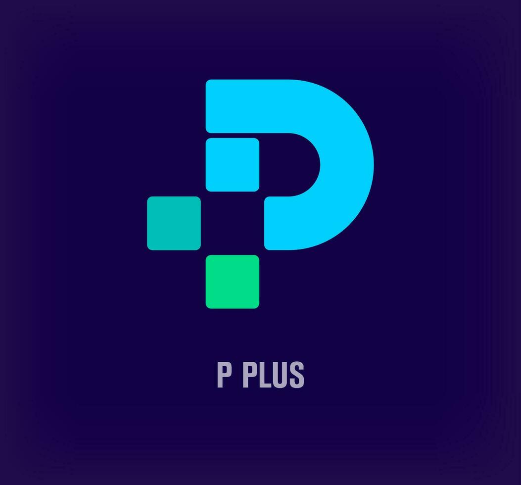 Plus sign and letter p plus combination idea logo. Unique color transitions. Health and medical service design template. vector. vector