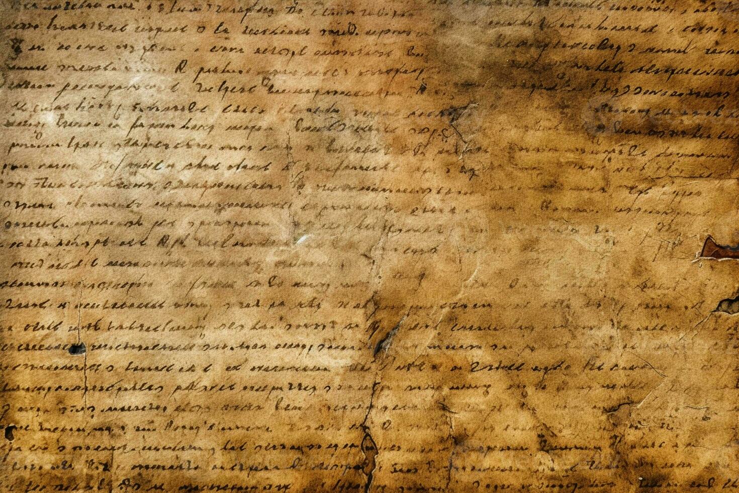 Aged manuscript texture with weathered, shadowy edges. AI Generated photo