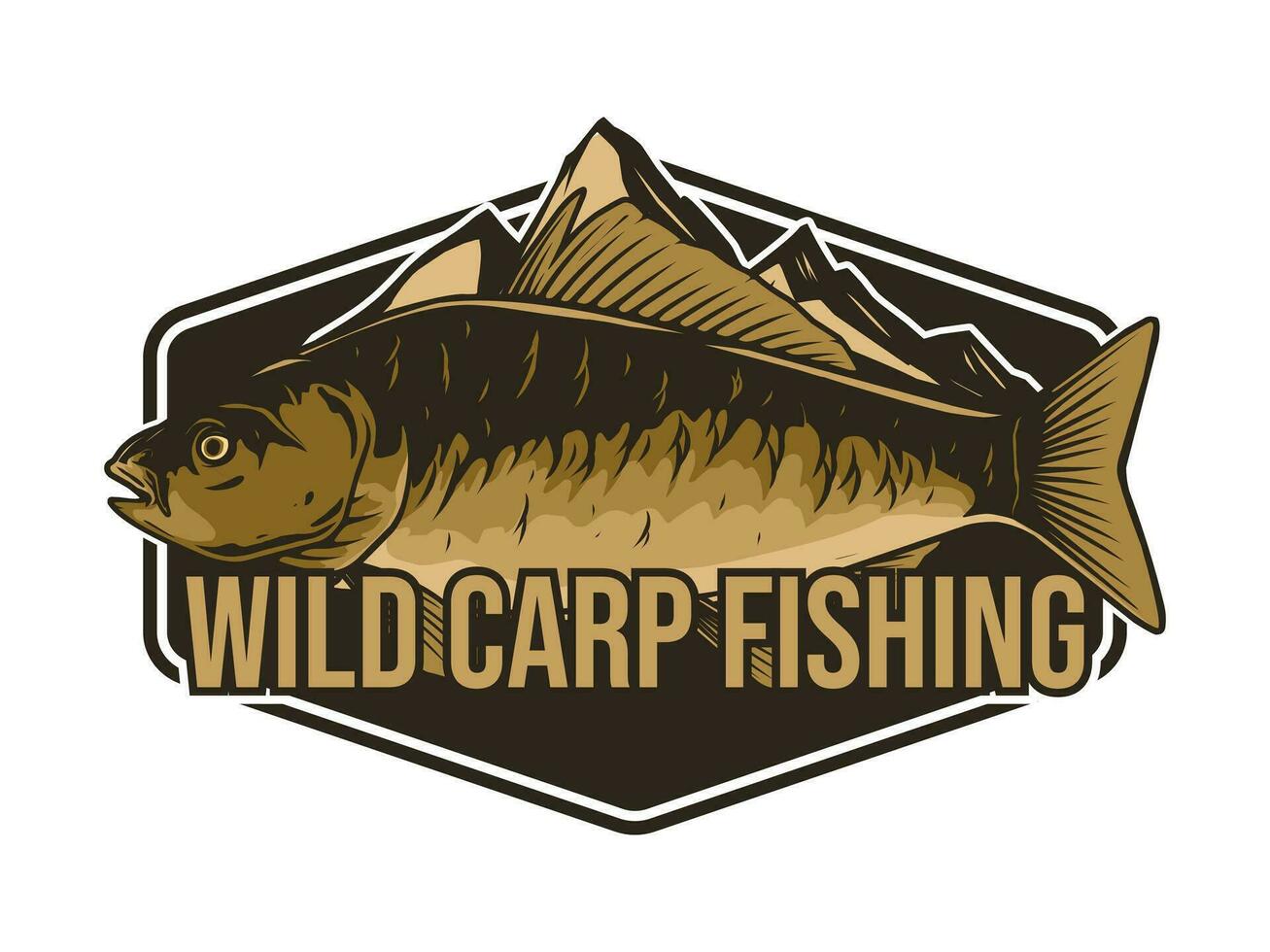 wild carp fishing logo template vector