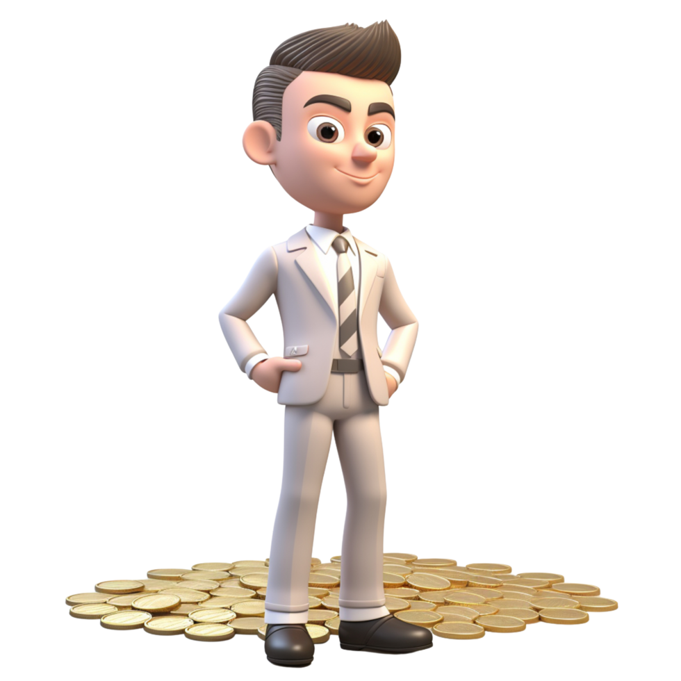 AI generative 3D rich man, business man cartoon character png