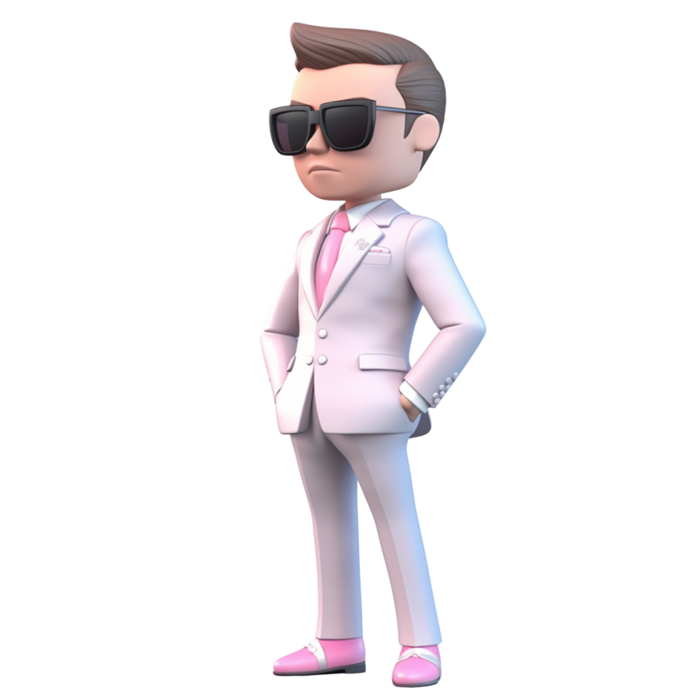 AI generative 3D rich man, business man cartoon character png