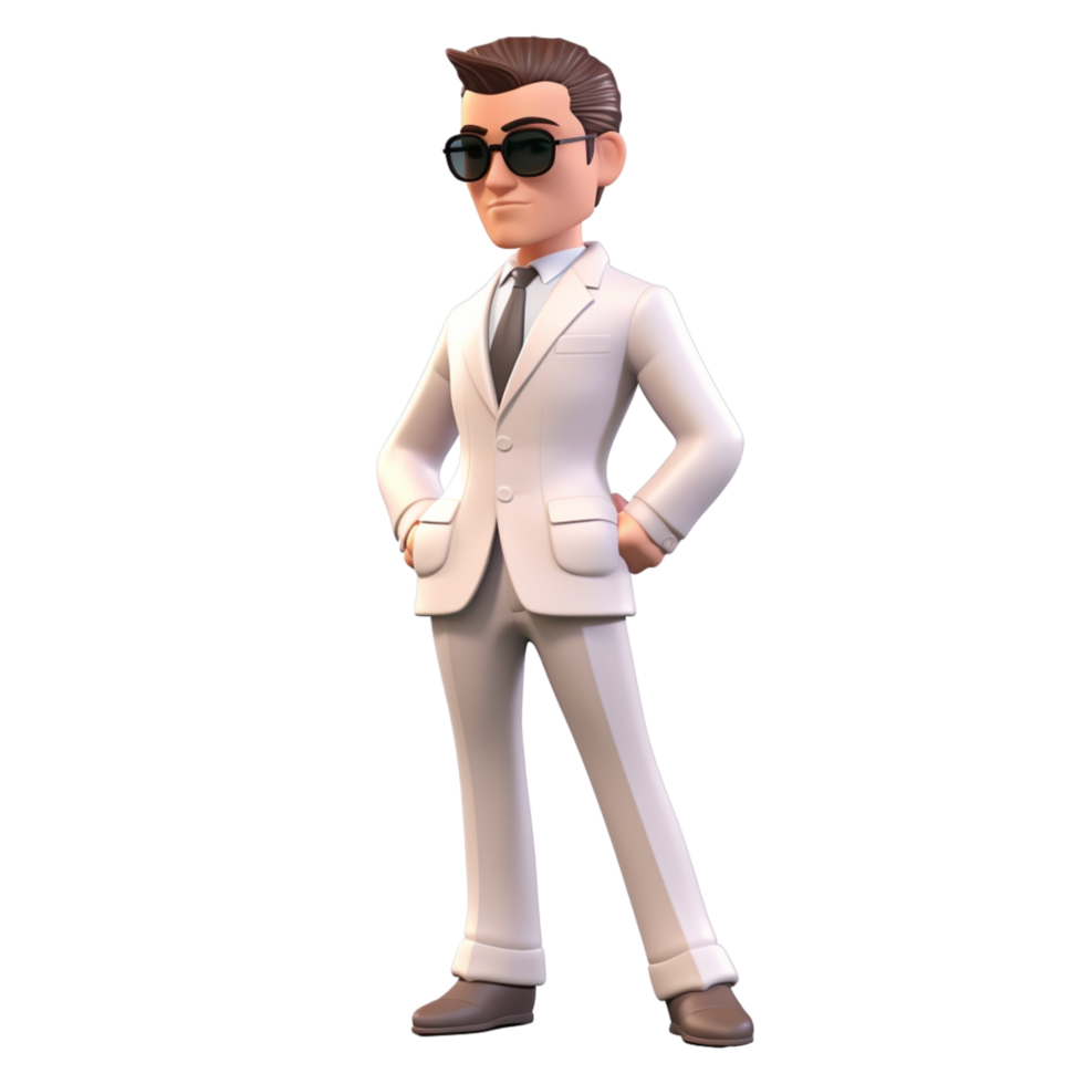 AI generative 3D rich man, business man cartoon character png