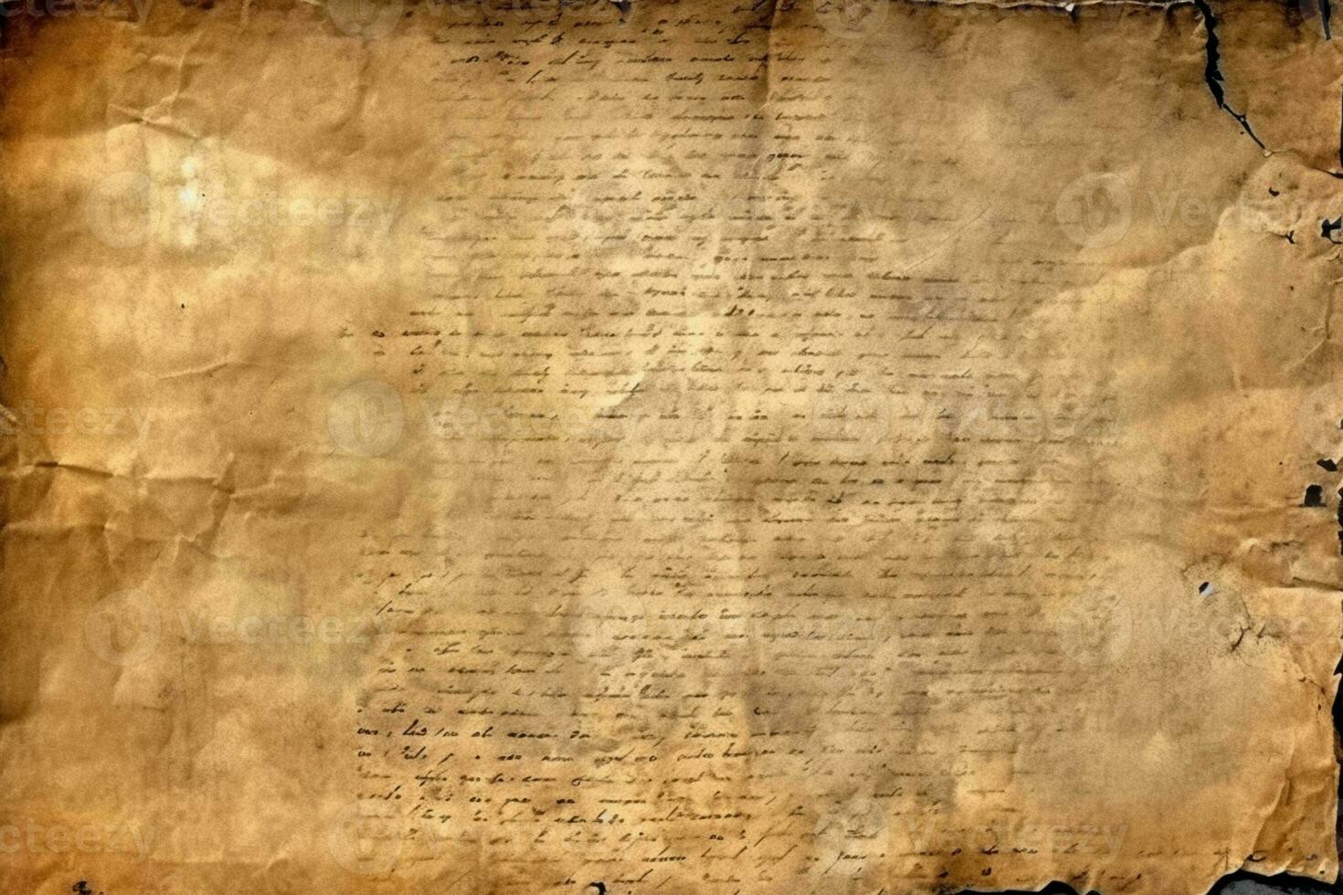 Aged manuscript texture with weathered, shadowy edges. AI Generated photo