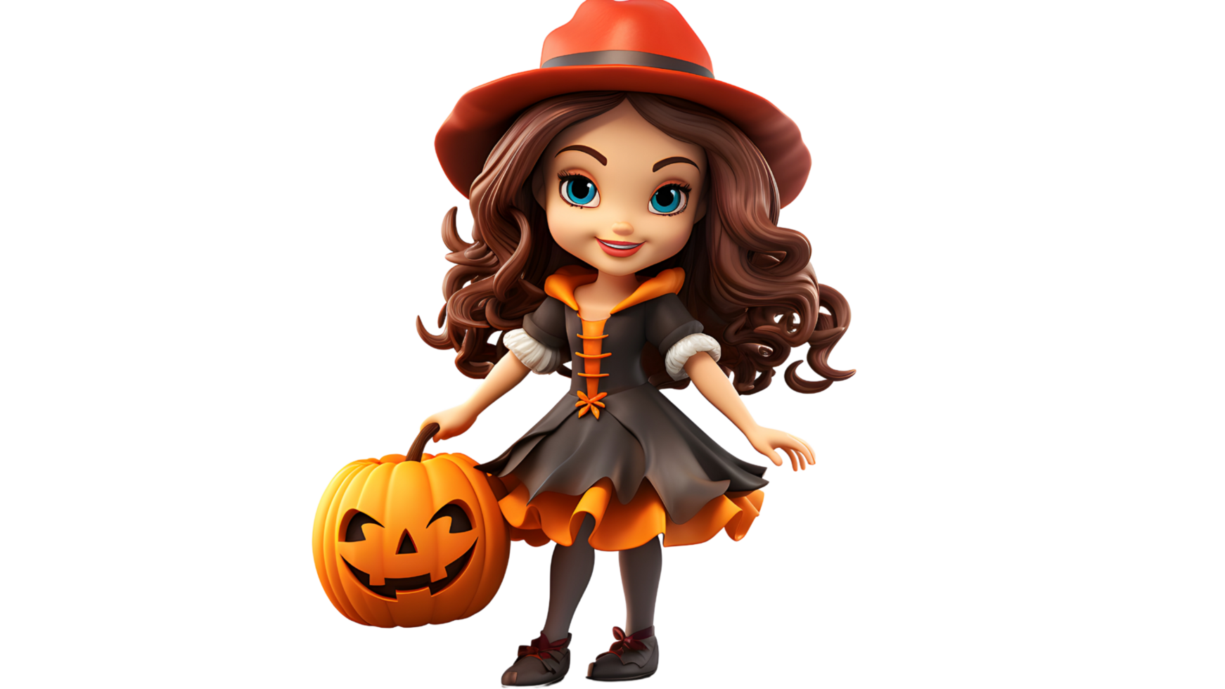 a cute witch holding jack o lantern halloween clipart halloween  ai generative png
