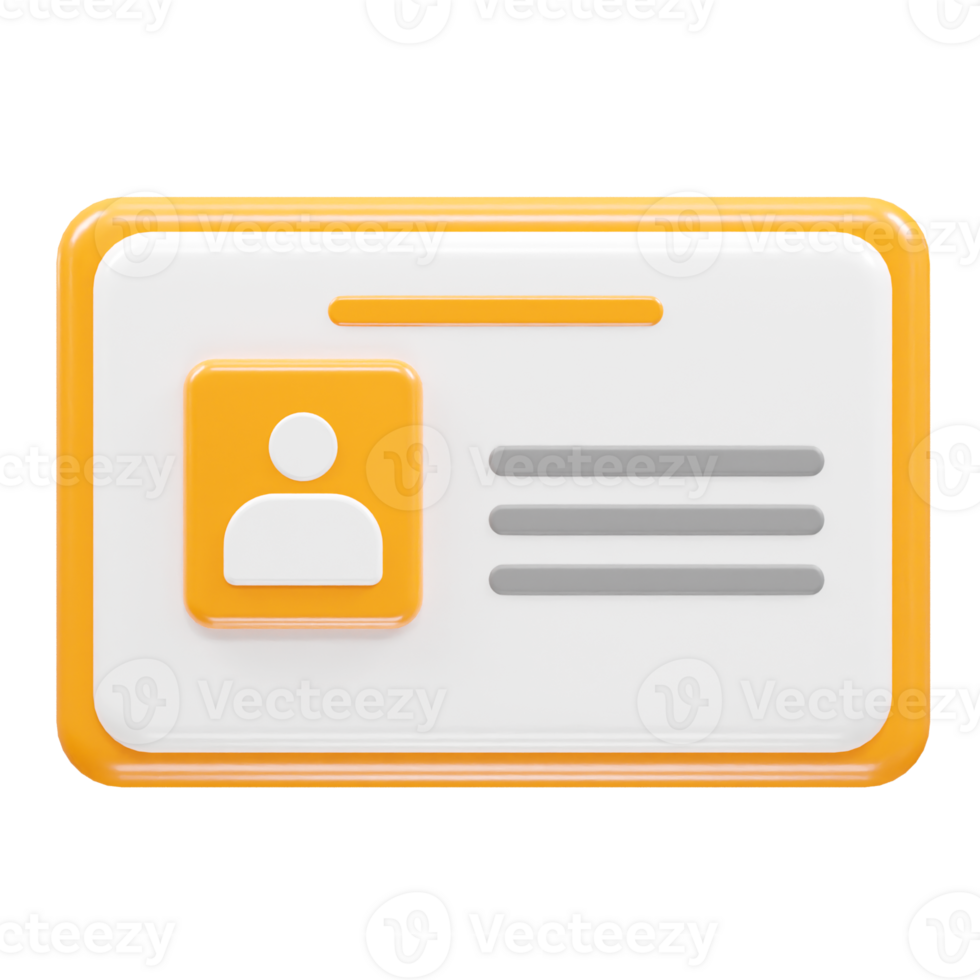 Id card icon 3d rendering element png