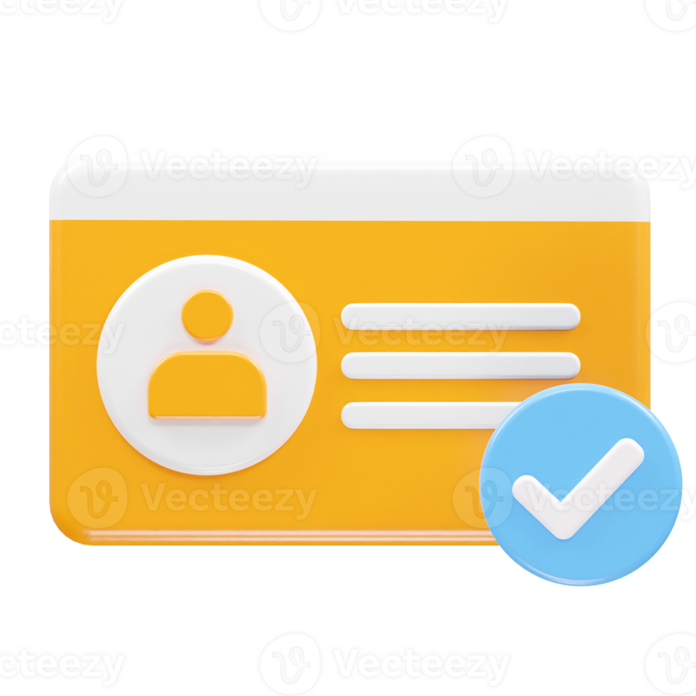 Id card icon 3d rendering element png