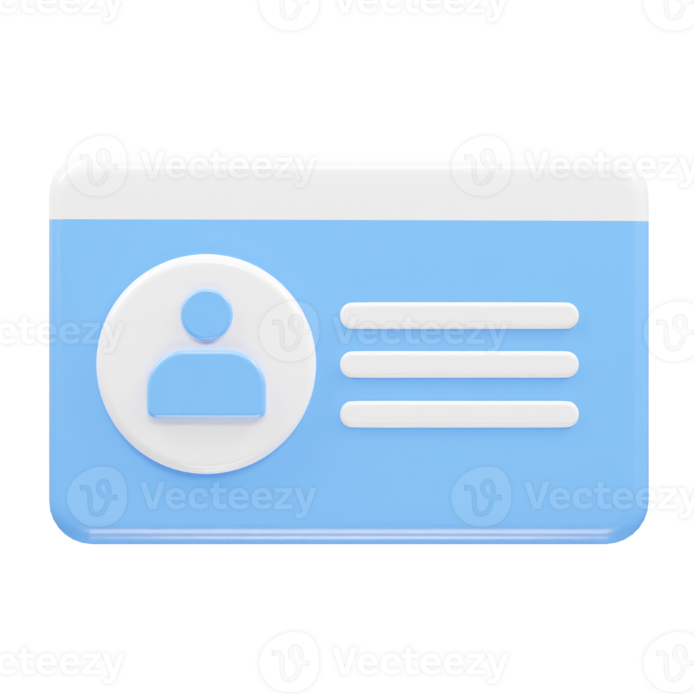 Id card icon 3d rendering element png