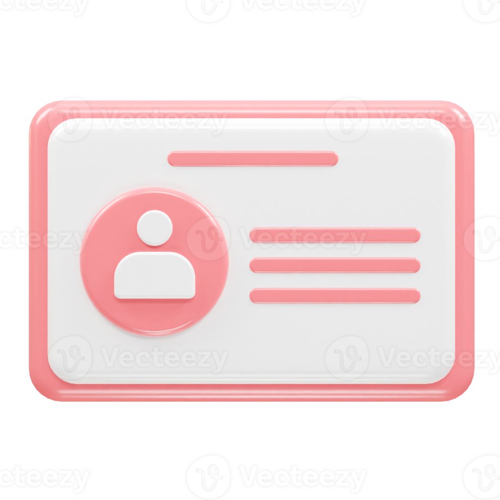 Id card icon 3d rendering element png