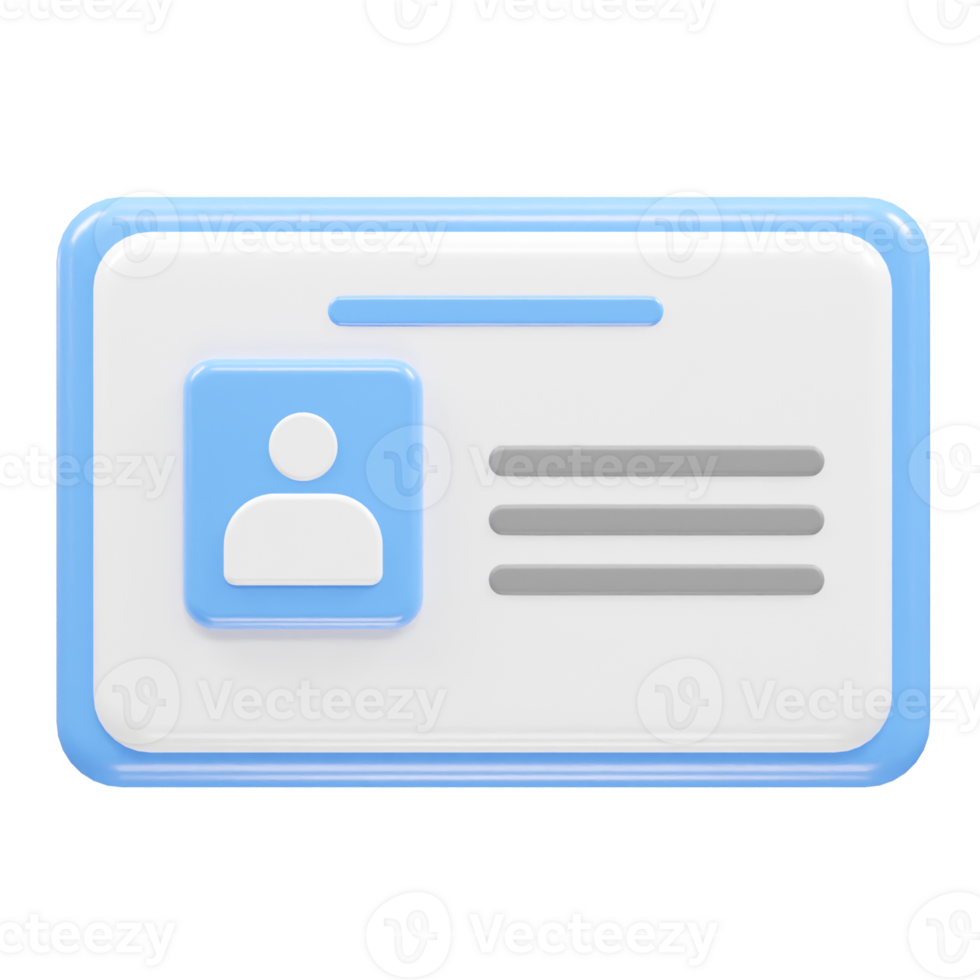 Id card icon 3d rendering element png