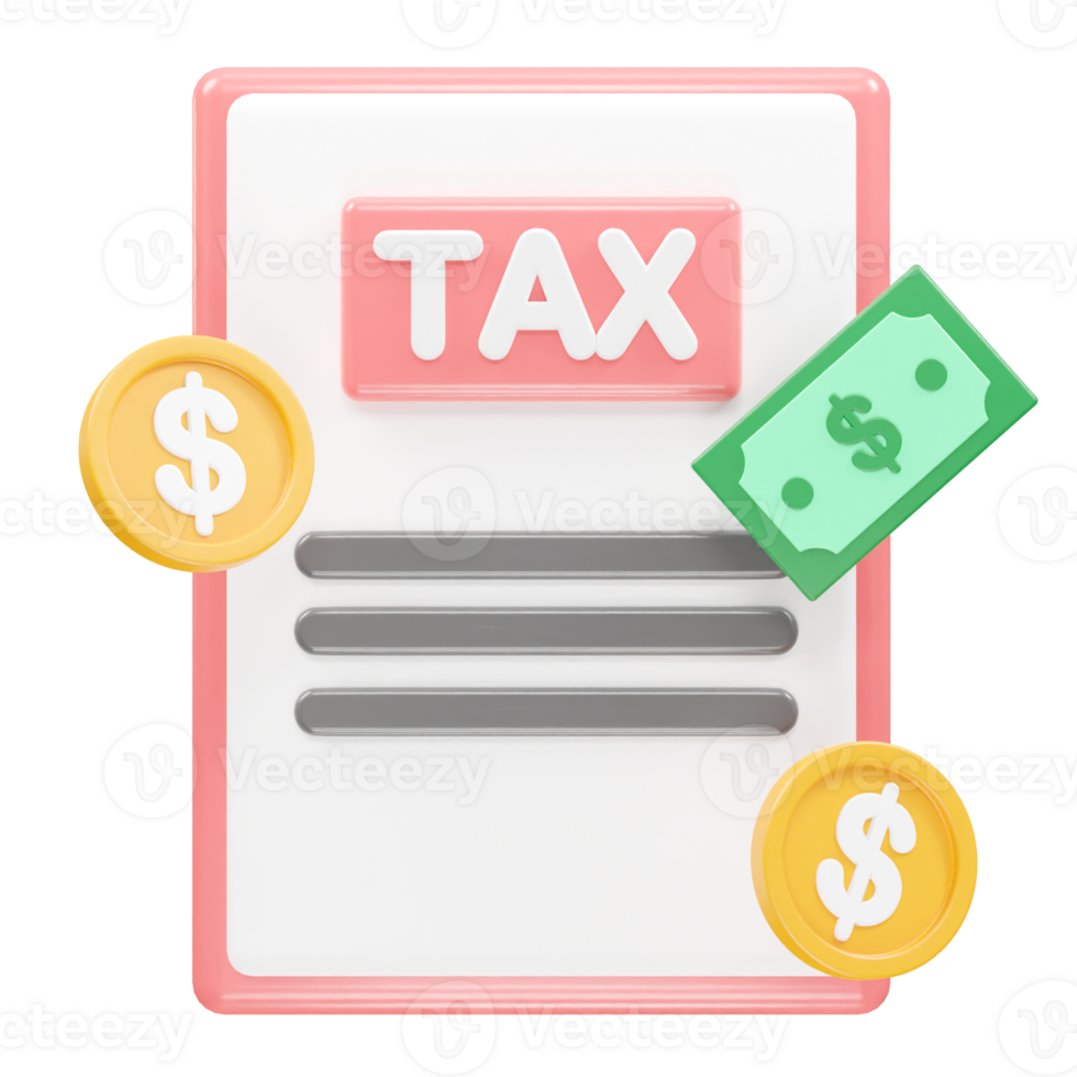 Tax icon 3d render element transparent png