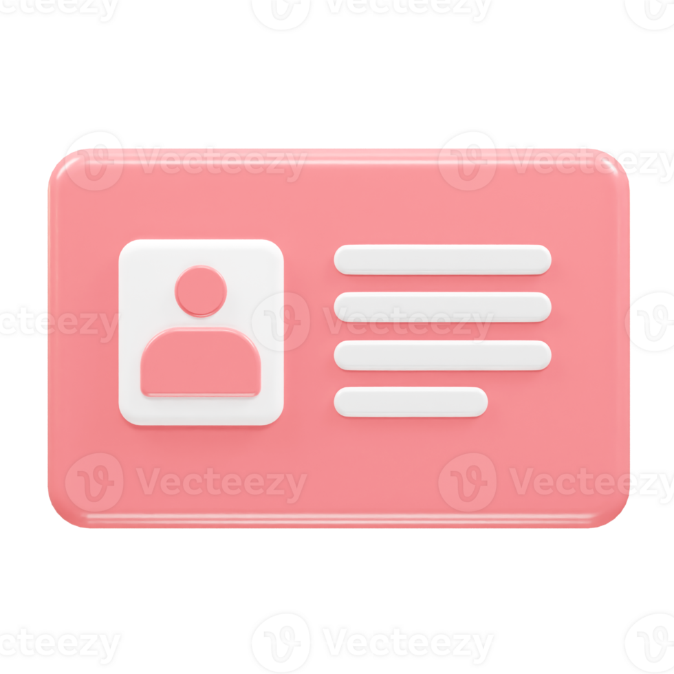 Id card icon 3d rendering element png