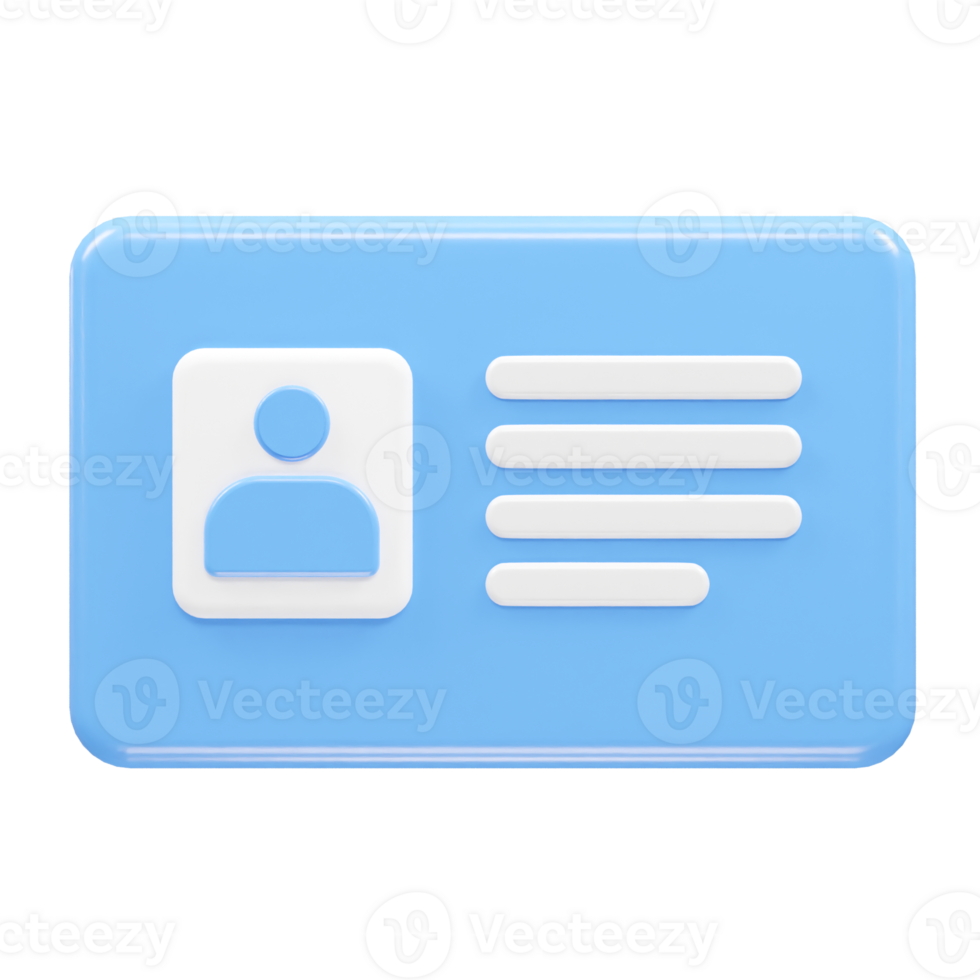 Id card icon 3d rendering element png
