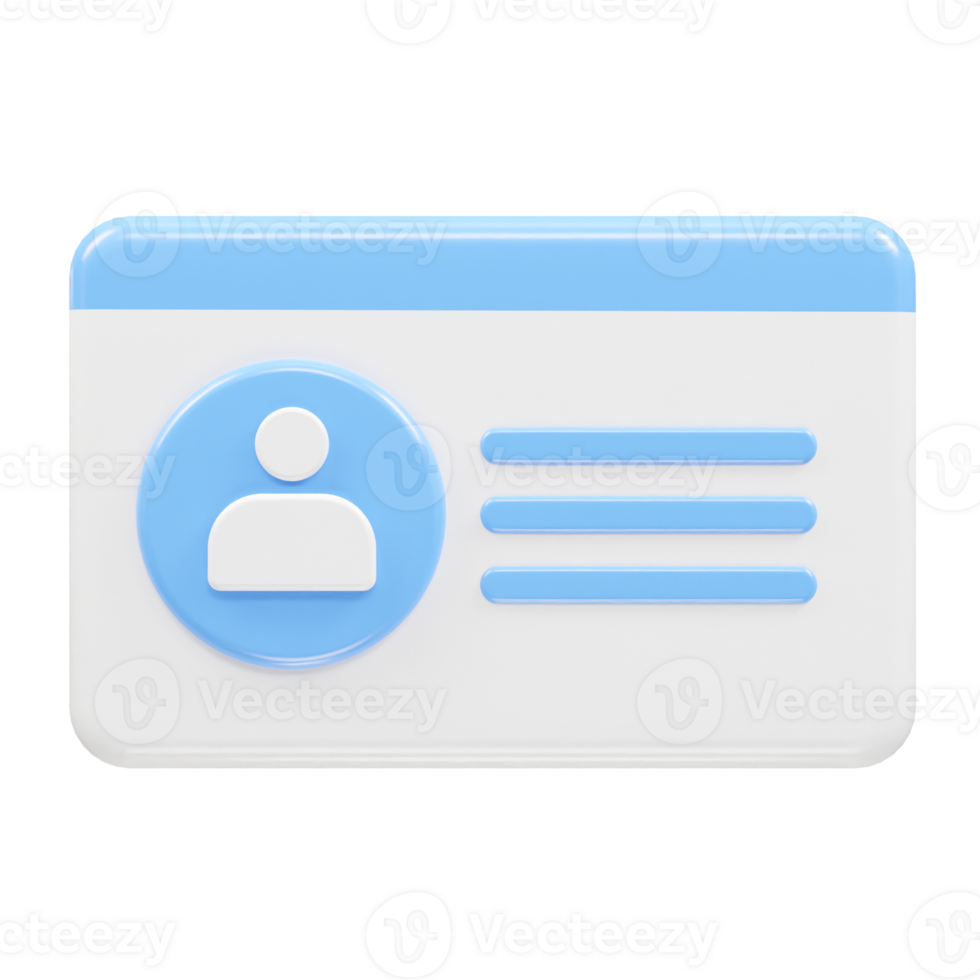 Id card icon 3d rendering element png