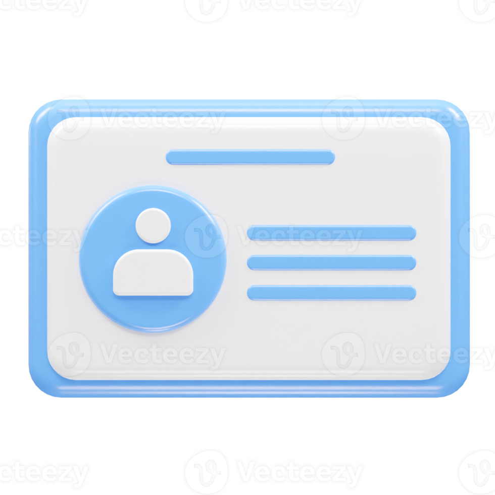 Id card icon 3d rendering element png