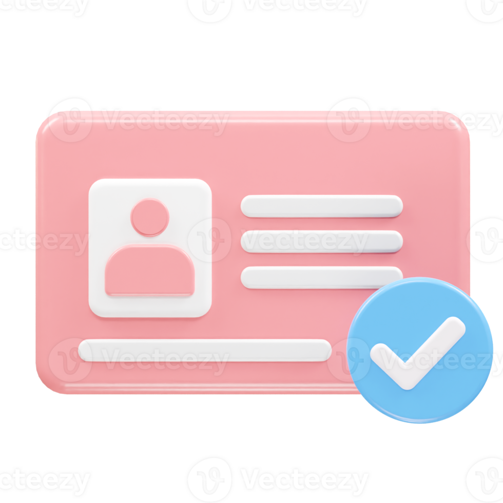 Id card icon 3d rendering element png