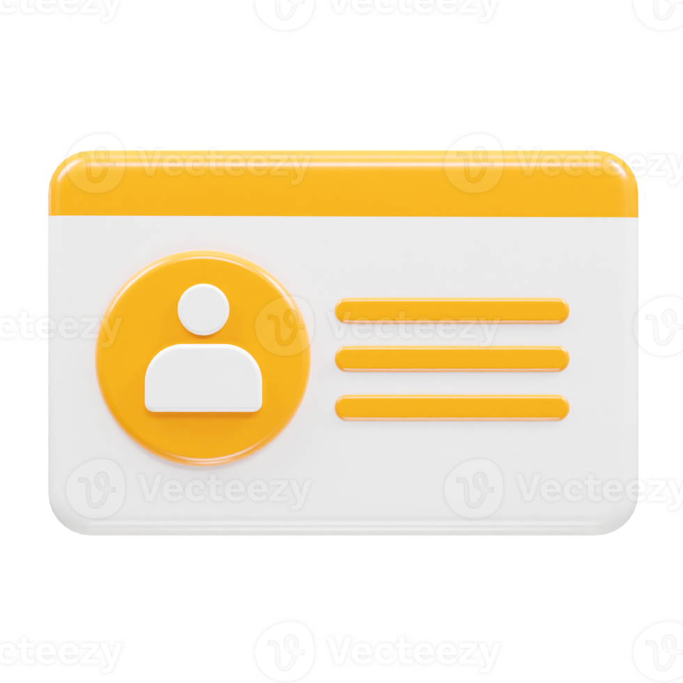 Id card icon 3d rendering element png