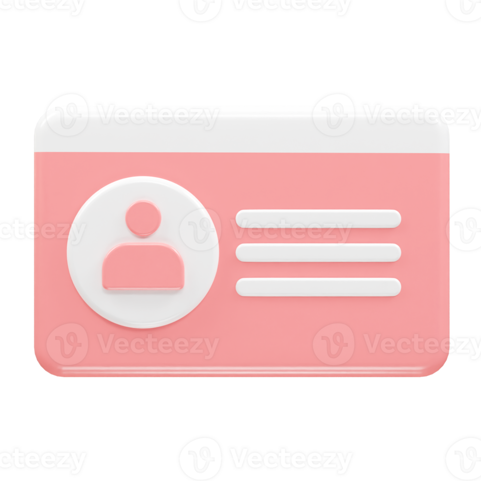 Id card icon 3d rendering element png