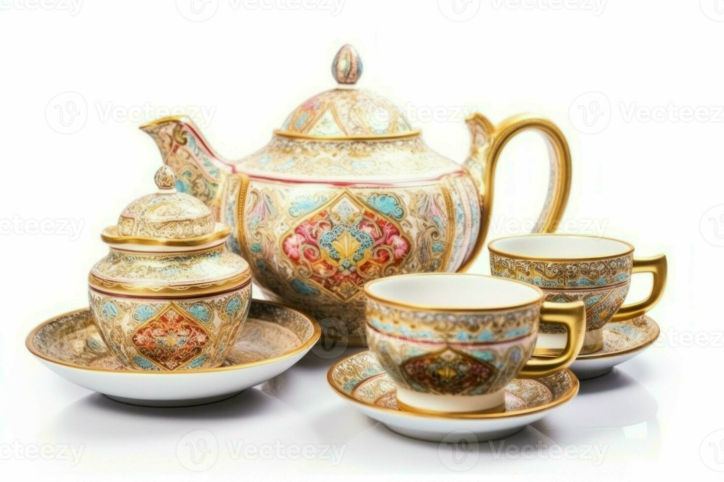 té fiesta conjunto oriental alimento. generar ai foto