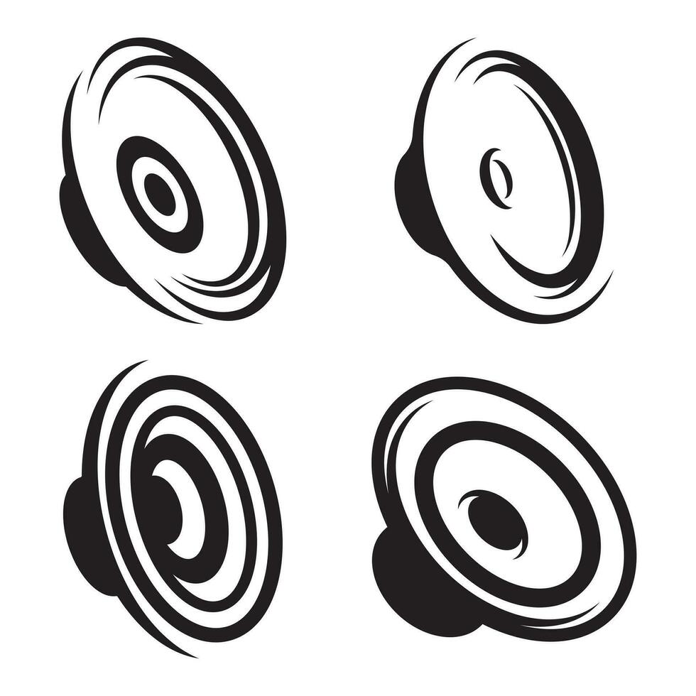 monochrome outline speaker logo set vector
