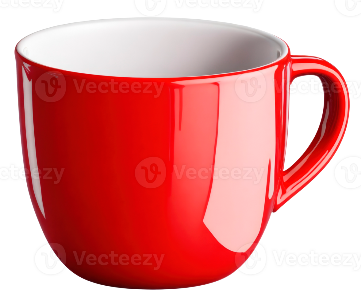 Red Coffee cup mockup isolated on transparent background. Ai generative png